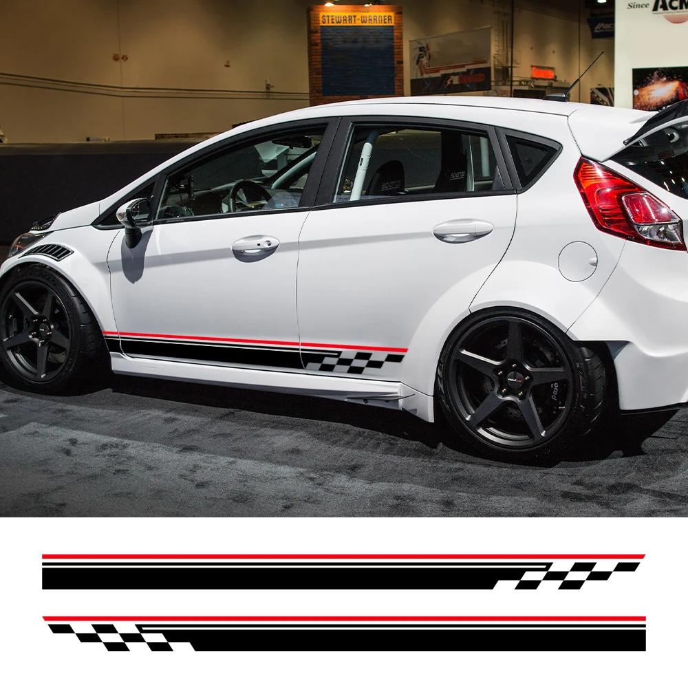 Car Body Side Door Stickers Racing Stripes Vinyl Decals Auto Decoration Accessories For Ford Fiesta MK7 3 Door ST 2008 - 2017