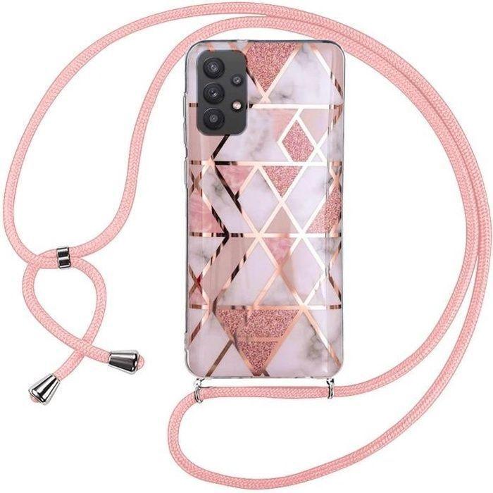 Coque de Protection - BOOLING - Samsung Galaxy A32 5G - Motif Marbre Rose - Antichoc - Anti-Rayures