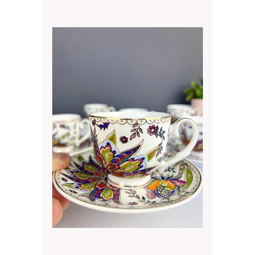 Kaira Set Of 6 Porcelain Vintage Cups
