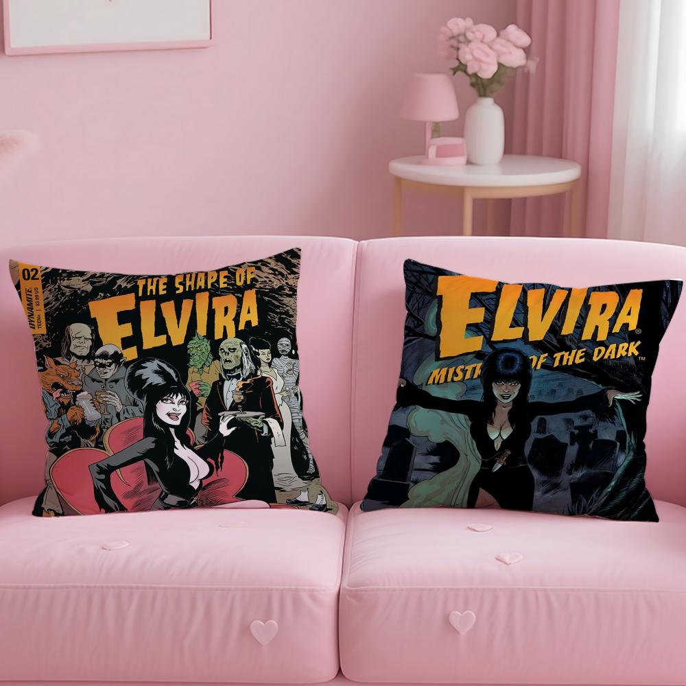 classic movie character Elvira Cushion Cover Soft  EasyWash Pillow Case  Versatile for Couch Bed Travel and Office
