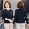 Elegant Spring-Autumn Knit T-shirt Set for Middle-Aged Women 2026