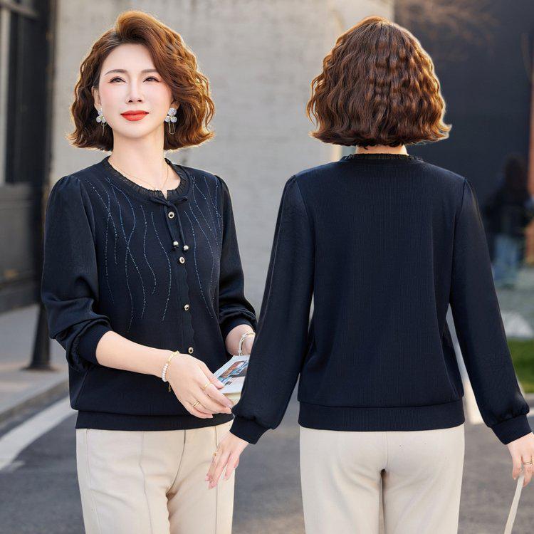 

Элегантный трикотажный комплект из футболок Весна-Осень для женщин среднего возраста 2026 6XL