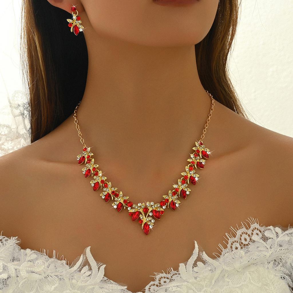 Atmospheric Bridal Necklace Earrings Zircon Wedding Jewelry