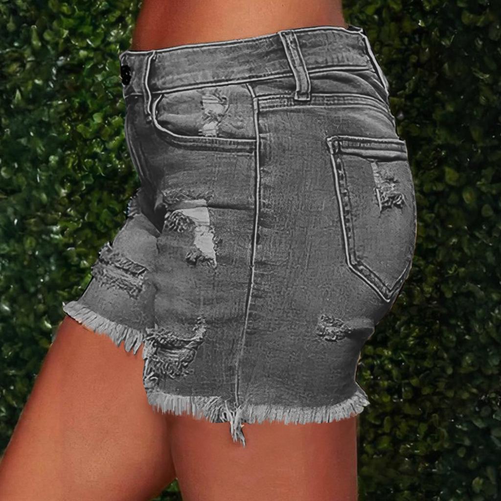 Damen Denim Klassisch Vielseitig High Waist Modische Shorts