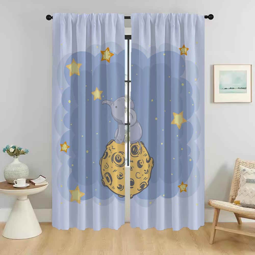 

Partition Elephant Carton Curtains for Bedroom Halloween Decoration Window Curtain for Room 2 Panel Home Interior Curtains Child W50xH70cmx2pcs-CL