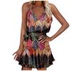 Women Casual Print V-Neck Sleeveless Sling Dress