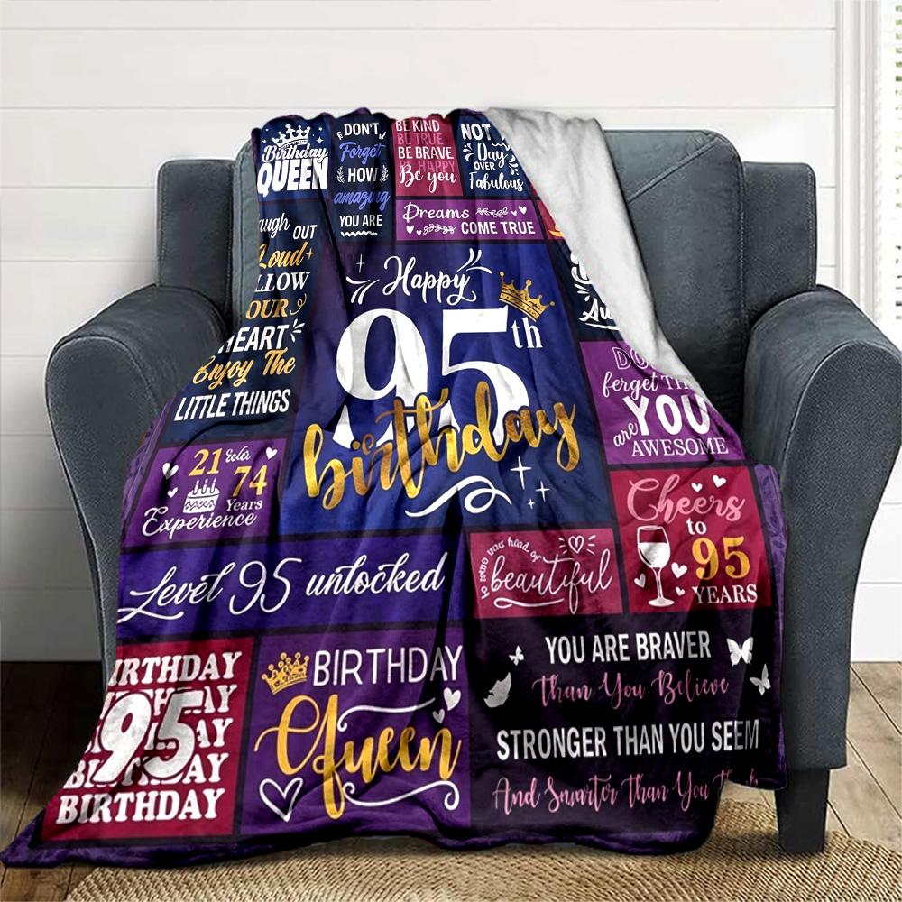 95Th Birthday Celebration Lightweight Blanket Comfortable Ure Throw For Sofa Couch Office Bed Picnics for All Occasions Digital Print Gift Y28