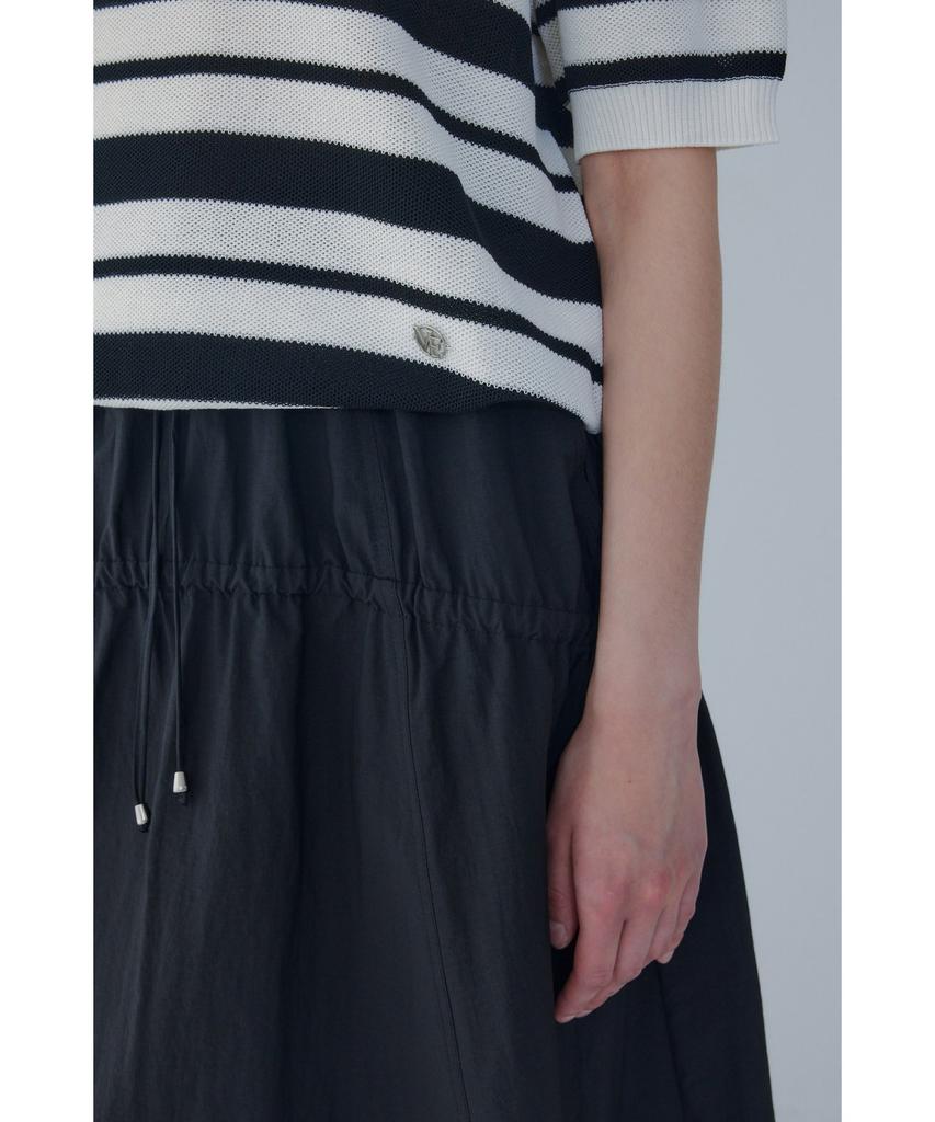 Bobeu Stripe Pattern Collared Neck Pullover_Black 7156250006