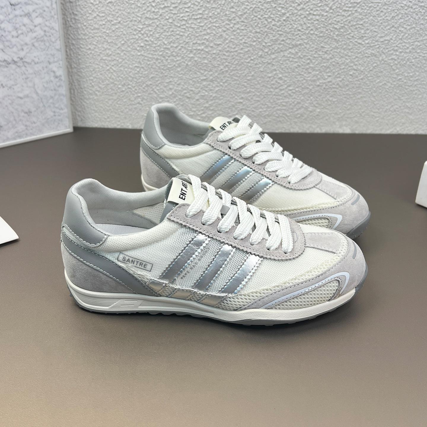 

European niche design sense increases internal height German training shoes women s 2025 summer color matching breathable retro casual shoes Forrest G 35 серый