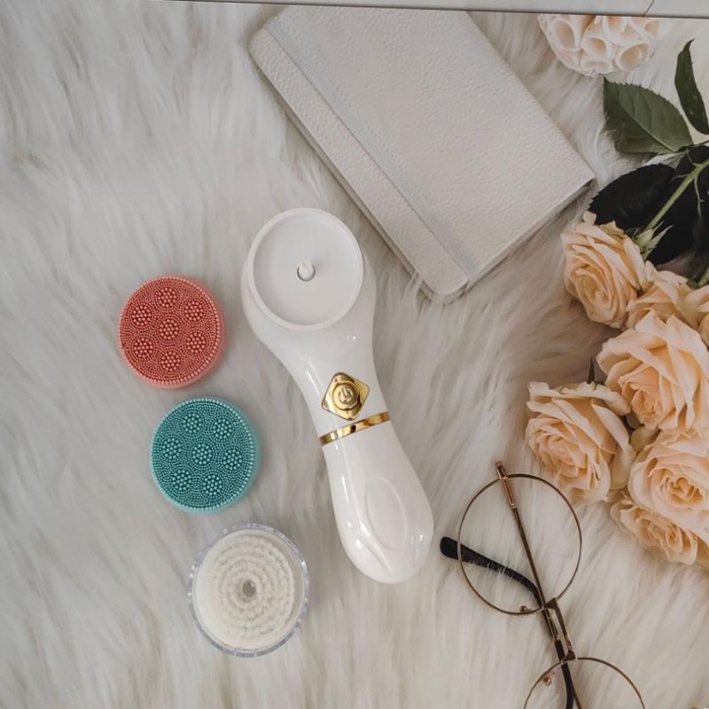 3 In 1 Electric Silicone Facial Brush Cleaner Vibration Rotating Massage Pore Cleansing Instrument Waterproof Beauty Tool