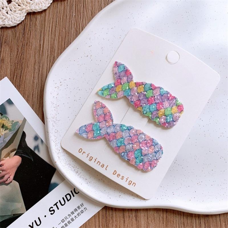 Shiny Mermaid Tail Hair Clips for Girls. Colorful Sparkling Design, Cute BB Clips for Bangs Hair, Perfect for Little Princesses