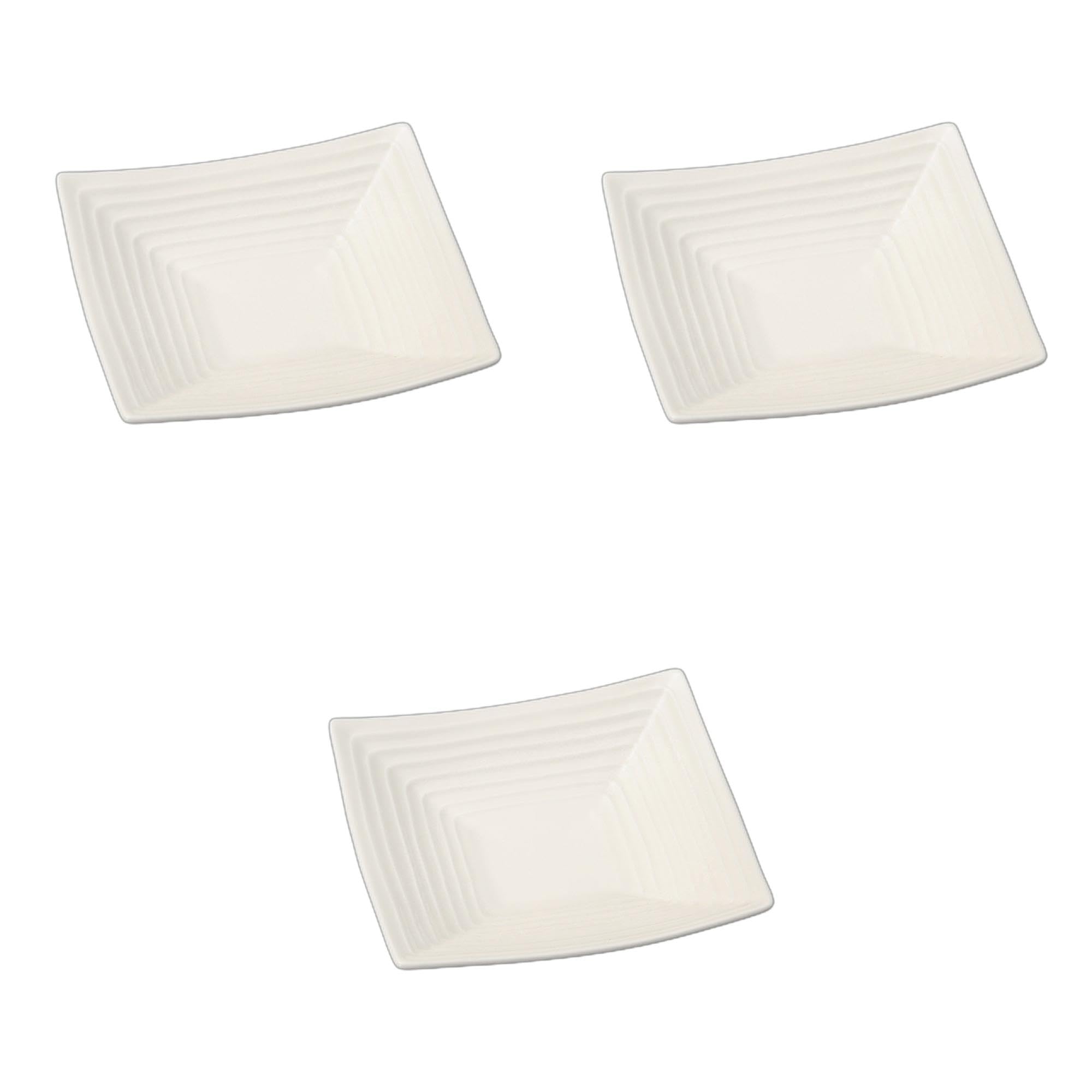 

Набор из 3 белых глазурованных квадратных тарелок Teigama, квадратные тарелки из усиленной керамики от Setomonohonpo, 6,0 мм на высокой ножке [18x18x5 см]