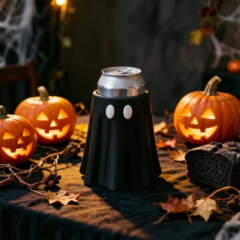 Halloween Ghost Shaped Can Holder 3D Printed Beverage Beer Soda Can Stand Spooky Drink Caddy for Party Decor Fun Desk Ornament