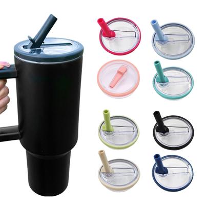 2 Stück 40-oz-Trinkbecher-Strohhalmdeckel mit 2 Strohhalmen, auslaufsicher, wiederverwendbar, Ersatzdeckel, geruchsfrei, staubdicht, Strohhalmdeckel für Stanley-Trinkbecher