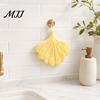 Hanging Loop Hand Towel Leaf Shape Towel, Soft Absorbent with Loop, Thickened Coral Velvet Cute Maple Ginkgo Design for Kitchen Bathroom Drying
