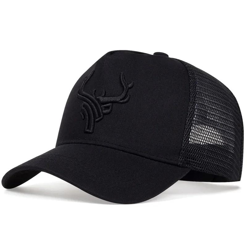 Unisex Antler Embroidered Baseball Cap Adjustable Men Women Summer Breathable Mesh Caps Casual Sunscreen Hat Dad Hats