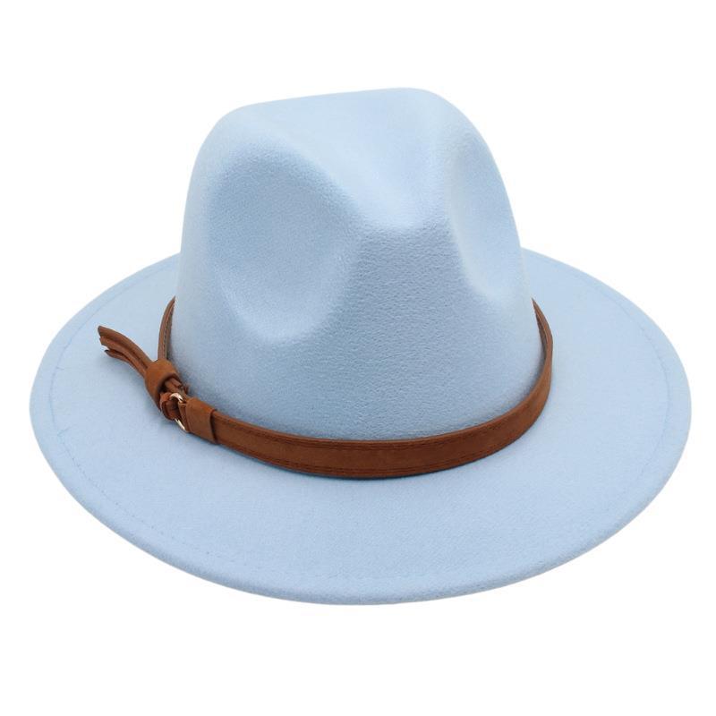 Gentleman'S Top Hat Vintage Jazz Hat Men'S And Women'S Elegant Felt Hat Belt Buckle Tweed Hat Light Luxury