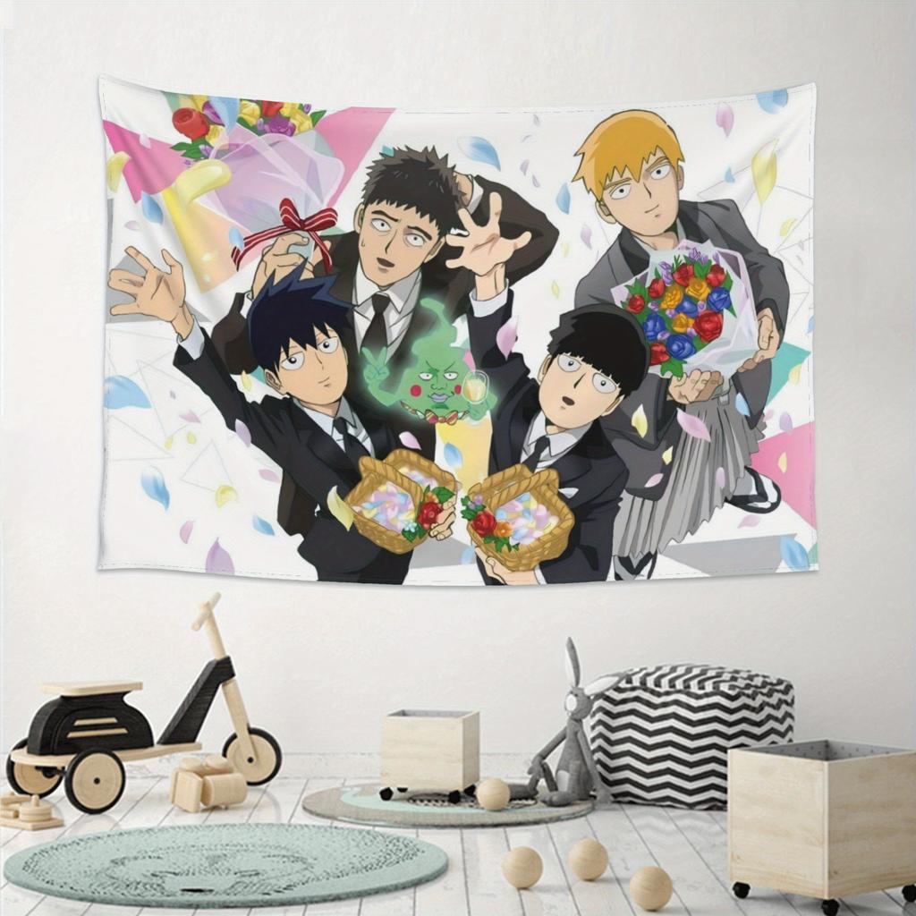 1pc Mob Psycho 100 Anime Tapestry Wall Hanging for Bedroom Living Room Birthday Party Decor Anime Fan Gift