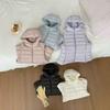 [Spot white duck down] New hooded ribs vest autumn and winter warm down vest women