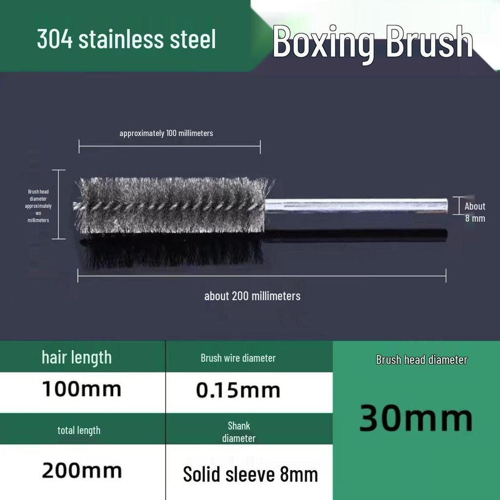 Stainless Steel Pipe Brush with Handle for Deburring, Rust Removal, Polishing, and Cleaning In Extended Inner Holes.