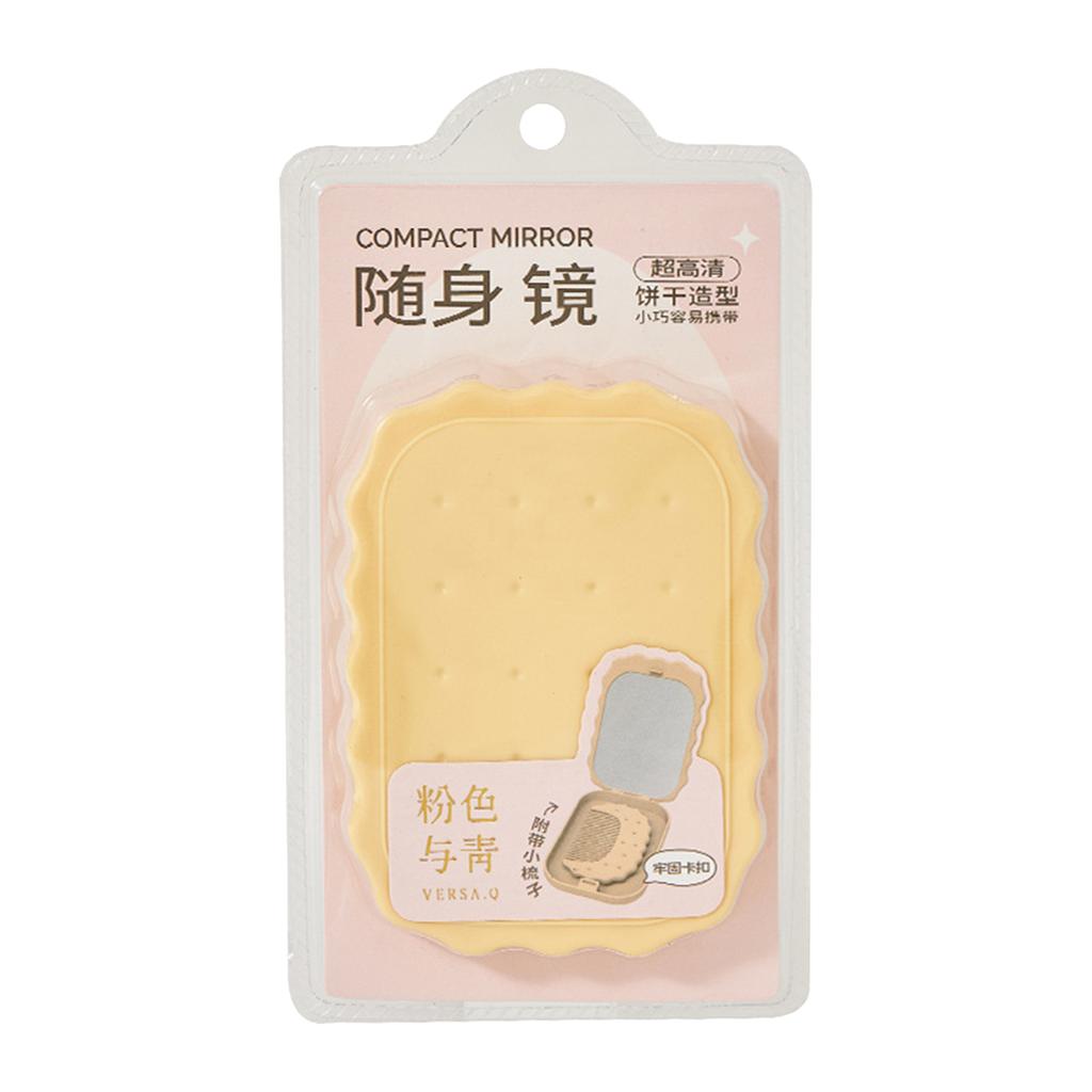 Adorable Cookie Folding Mirror Mini Portable Pink/Yellow Makeup Mirror with Comb Cute Travel Pocker Mirror for Girls