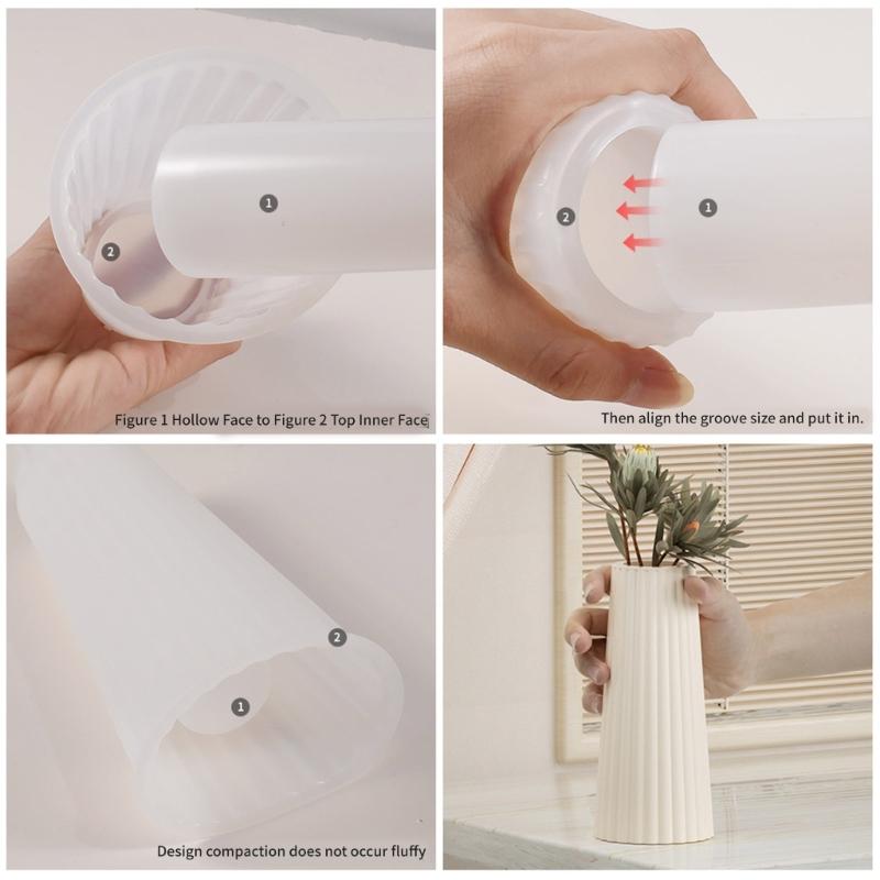 2 Pcs Striped Flower Vase Silicone Molds Flower Container Epoxy Resin Mold Plaster Pen Holder Mold for DIY Crafts