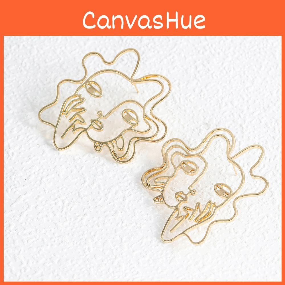 Minimalist Modern Alloy Geometric Face Outline Earrings Accessories Fashionable