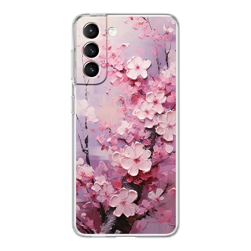 Cherry Blossom Tree Phone Case For Samsung Galaxy S24 S23 S22 S20 Ultra S21 FE 5G S10 S9 Plus S10E S8 Soft Silicone Clear Cover