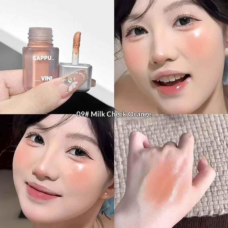 Cappuvini Matte Liquid Blush Velvet Blusher Orange Peach Face Pigment Lasting Beauty Natural Cheek Tint Cream Blush Makeup