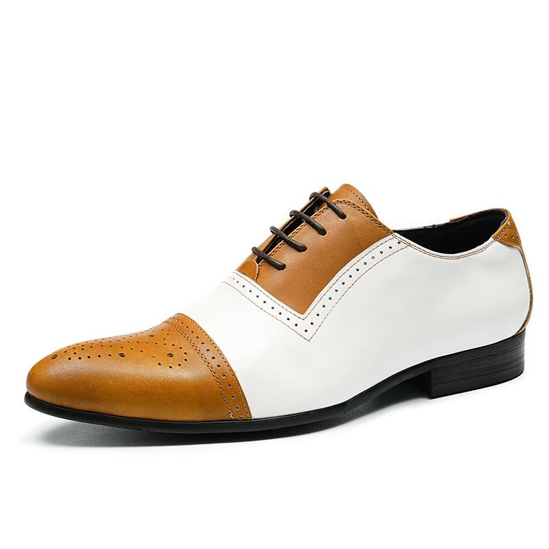 VIP Exclusive: Men's White Genuine Leather Brogue Shoes for Formal, Business, Weddings & Photo Studio.