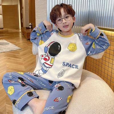 Boys' Pajamas Spring and Autumn Pure Cotton Long-sleeved Baby Cartoon Big Children's Autumn and Winter Home Service Suit