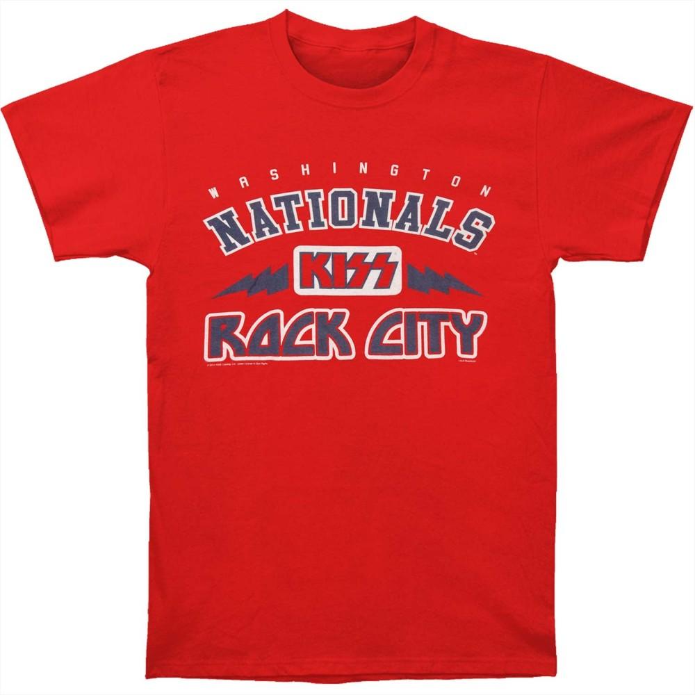 KISS Washington Nationals Бейсбол Рок-Сити Футболка X-Large Красная Унисекс Футболка S