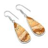 Natural Picture Jasper Gemstone 925 Sterling Silver Jewelry Earring 1.89" AEE-11059