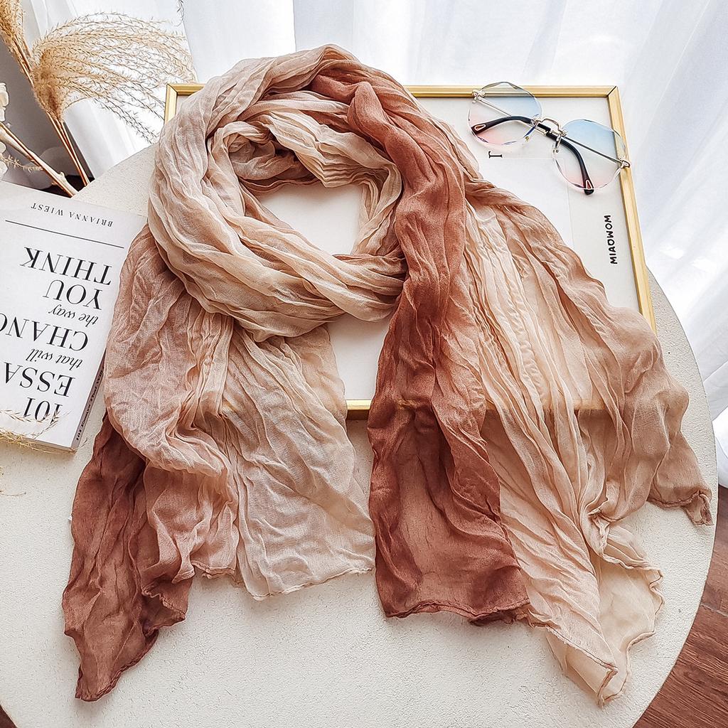 Damen Schal Frühling und Herbst Farbverlauf Schal Vielseitiger Einfarbiger Knitter Schal Stola