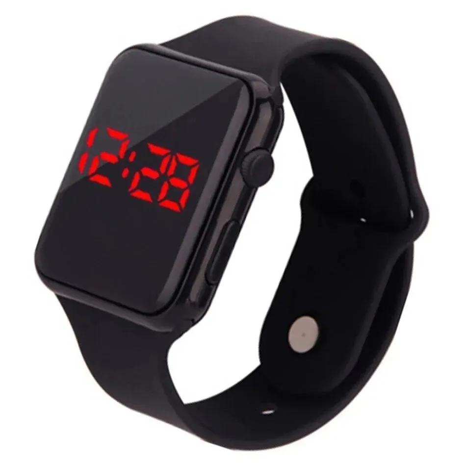 Basit Dijital Saat Erkek Kadın Moda Spor LED Elektronik Saat Siyah Silikon Kordon Günlük Erkek Saati Reloj Hombre