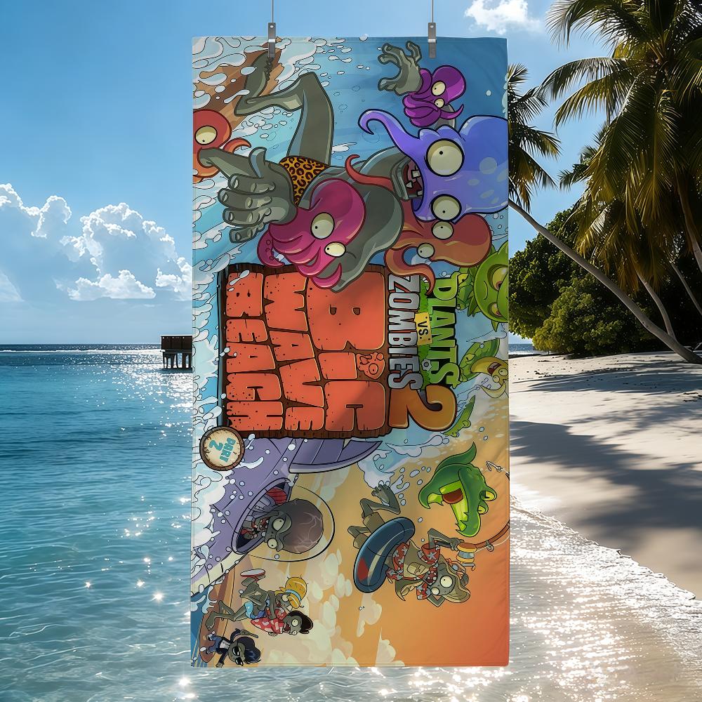 P-Plants vs. Z-Zombies Summer pool Towel Quick Drying Beach Towels Are Suitable For Swimming Pools Camping Yoga And The Gym