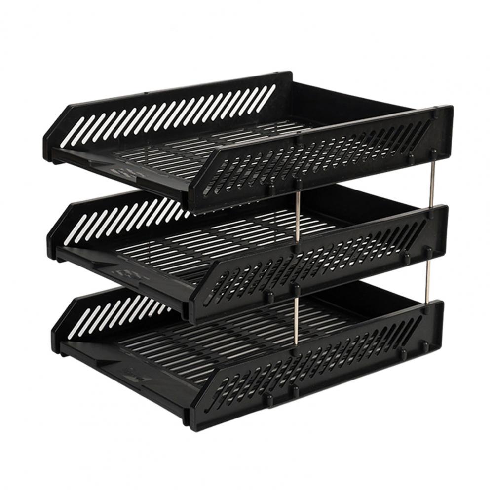 File Box Organizer Easy Storage Container 3 Tier Stackable Letter Tray Desk Paper Organizer Plastic File Document Storage Rack