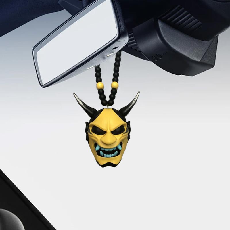 1Pc Hannya Helmet Japanese Oni Charm Hanging Pendant Samurai Car Accessories Auto Ornament Rear View Mirror