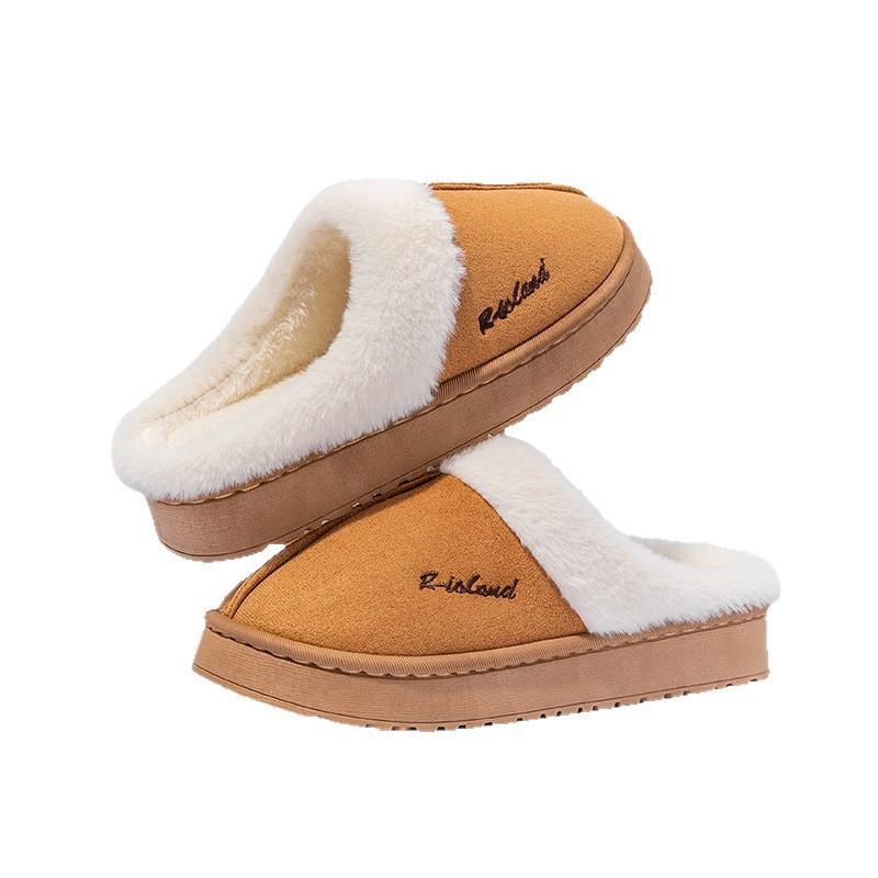 Suede cotton slippers autumn and winter 2025 new home indoor plush warm fluffy slippers winter