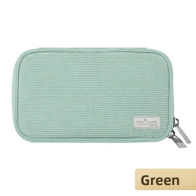 Kokuyo Leather Pencil Case For Students With Large Capacity Multifunctional Organizer For School Supplies зелёный