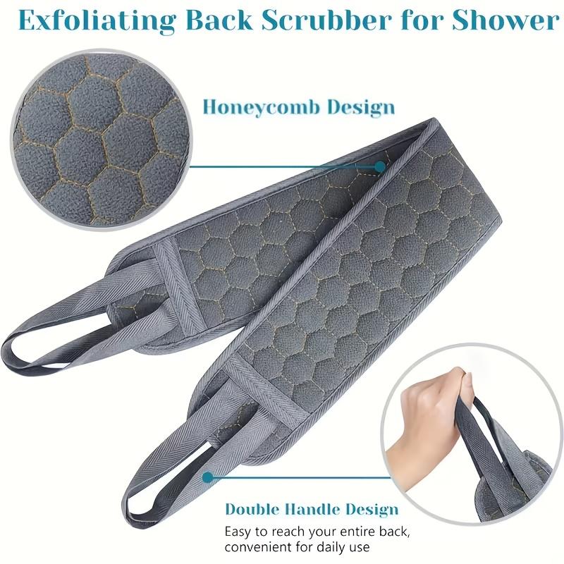 3pcs Exfoliating Back Scrubber Set Bath Shower Back Scrubber Belt With Glove And Loofah