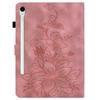 For Samsung Galaxy Tab S10 FE+ Case Lily Flower Imprint Card Slots Leather Tablet Cover