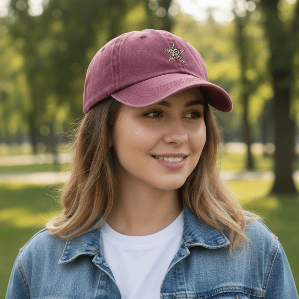 With Leopard Print Star Design Baseball Caps Breathable Sunscreen Hats  Fishing and Hiking