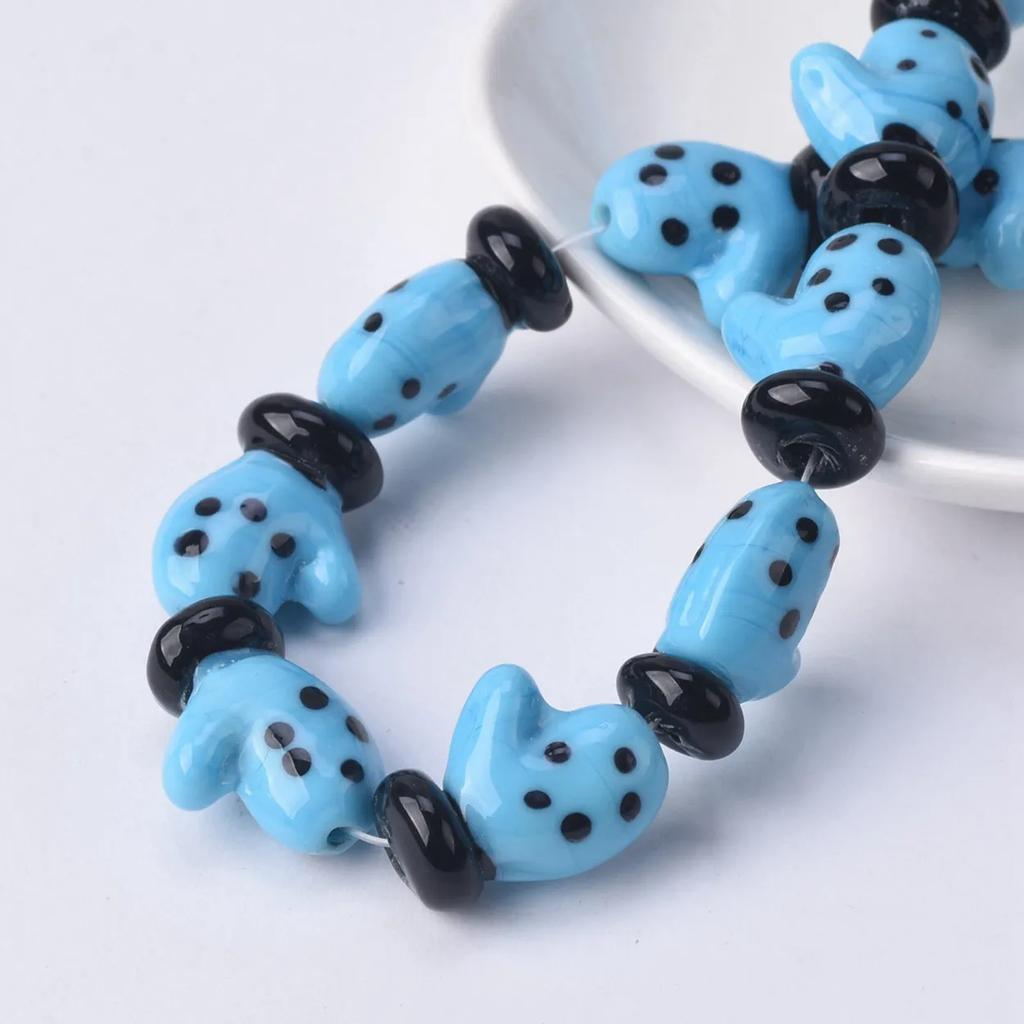 10pcs 18x14mm Glove Shape Handmade Lampwork Glass Loose Beads For Jewelry Making DIY Crafts Findings