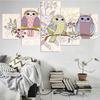 5 Pieces Wall Art Canvas Painting Abstract Owl Poster Pictures Modern Home Decoration Living Room Bedroom Modular Framework
