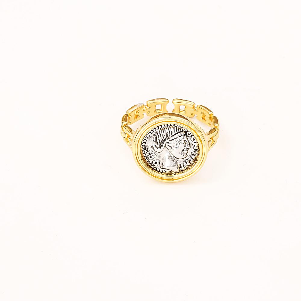 Vintage Court Style Portrait Adjustable Ring, Minimalist Fashion Chic Open Band, Unique Elegant Statement Jewelry Gift