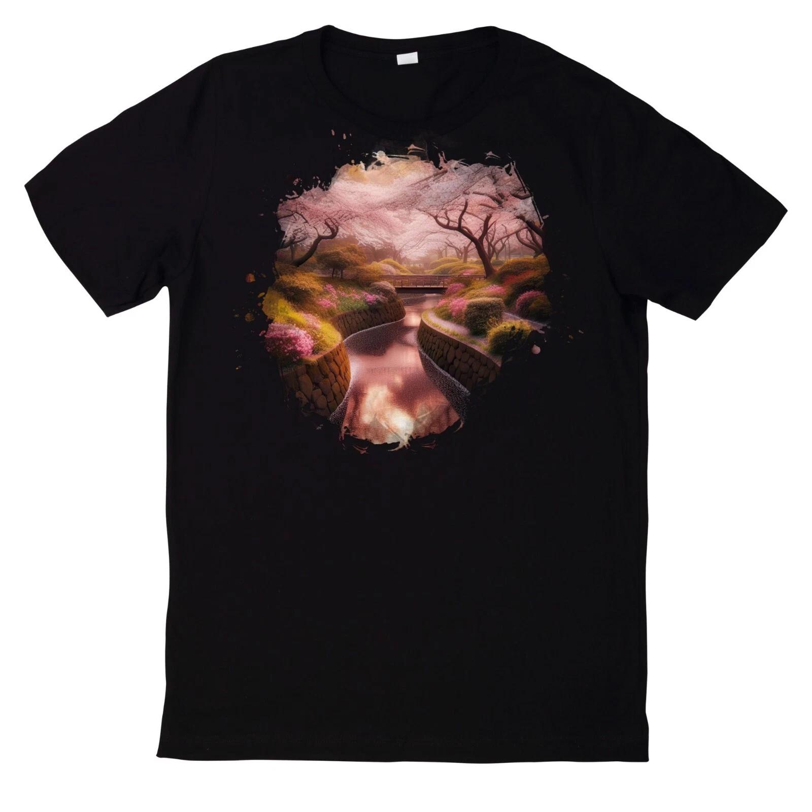 T-Shirt Aquarell ruhige Kirschblüten Welt Motiv M