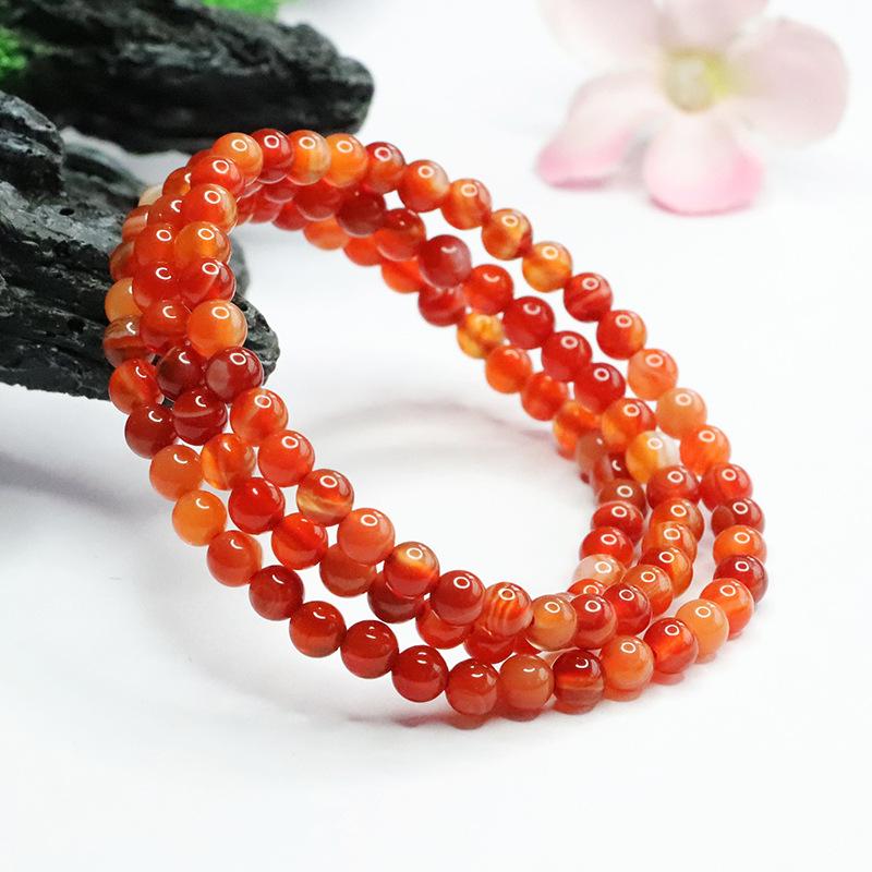 Juan Yu Red Banded Agate 108 Beads Necklace & Striped Chalcedony Multi-Turn Bracelet