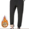 Pantaloni della tuta attillati in pelle di agnello spessa e calda, in velluto, da uomo, per autunno/inverno