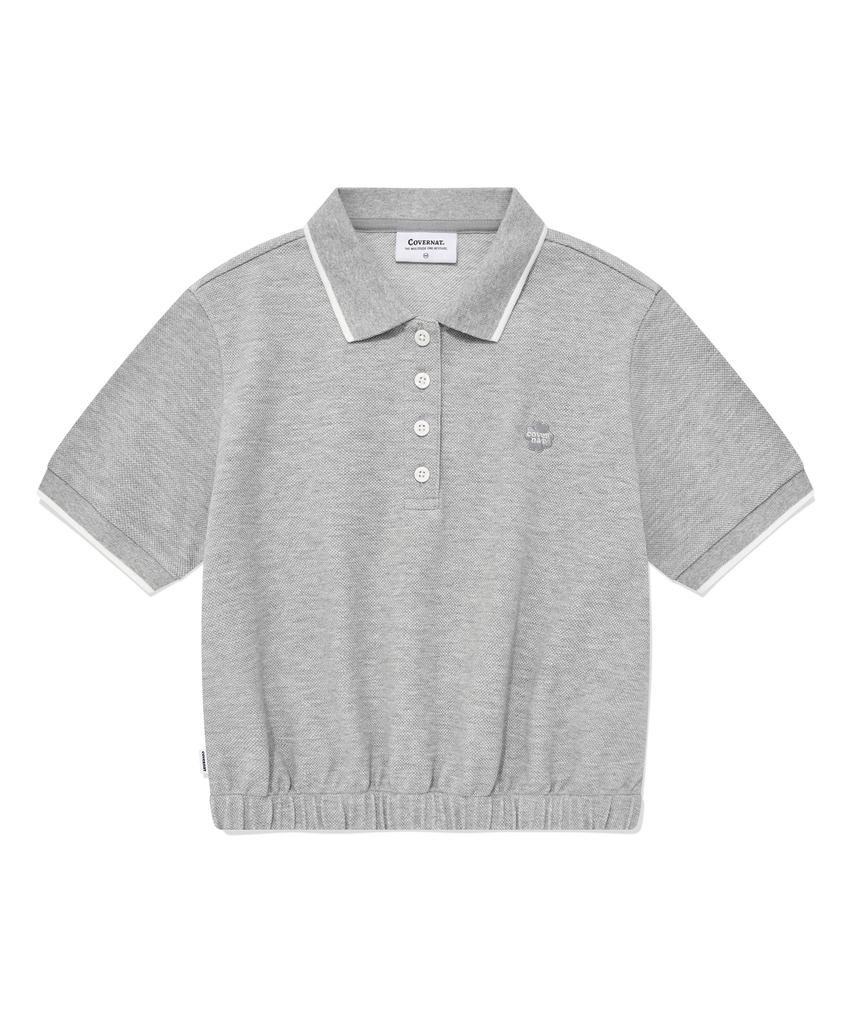 COVERNAT WOMAN Cool Pique Collared T-Shirt Melange Gray